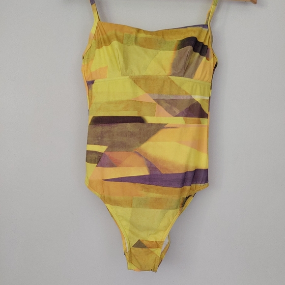 Rasurel Swimsuit One Piece Size Small Yellow Abstract Print - Picture 6 of 14